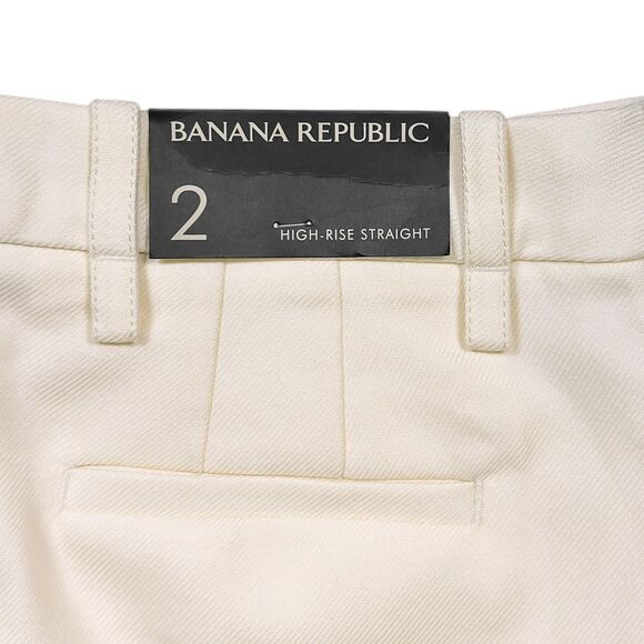 Banana Republic Women's Wool Pants Ivory High Rise Straight Leg Trousers 2 NWT - Picture 7 of 7